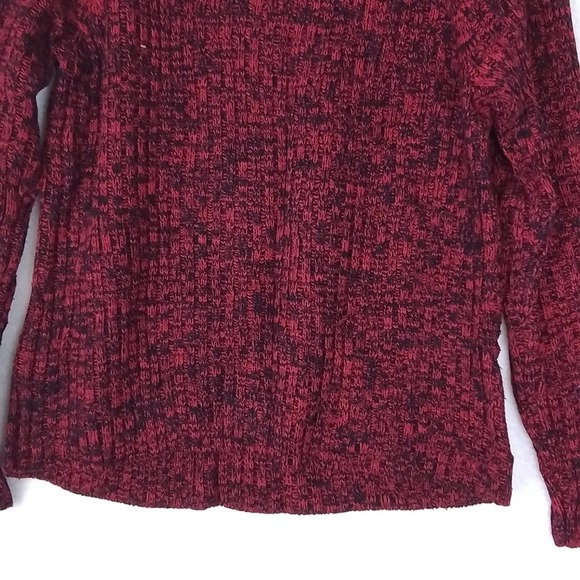 Investments Womens Sweater L Red Black Chunky Knit Mock Neck Relaxed Fit - Picture 7 of 13